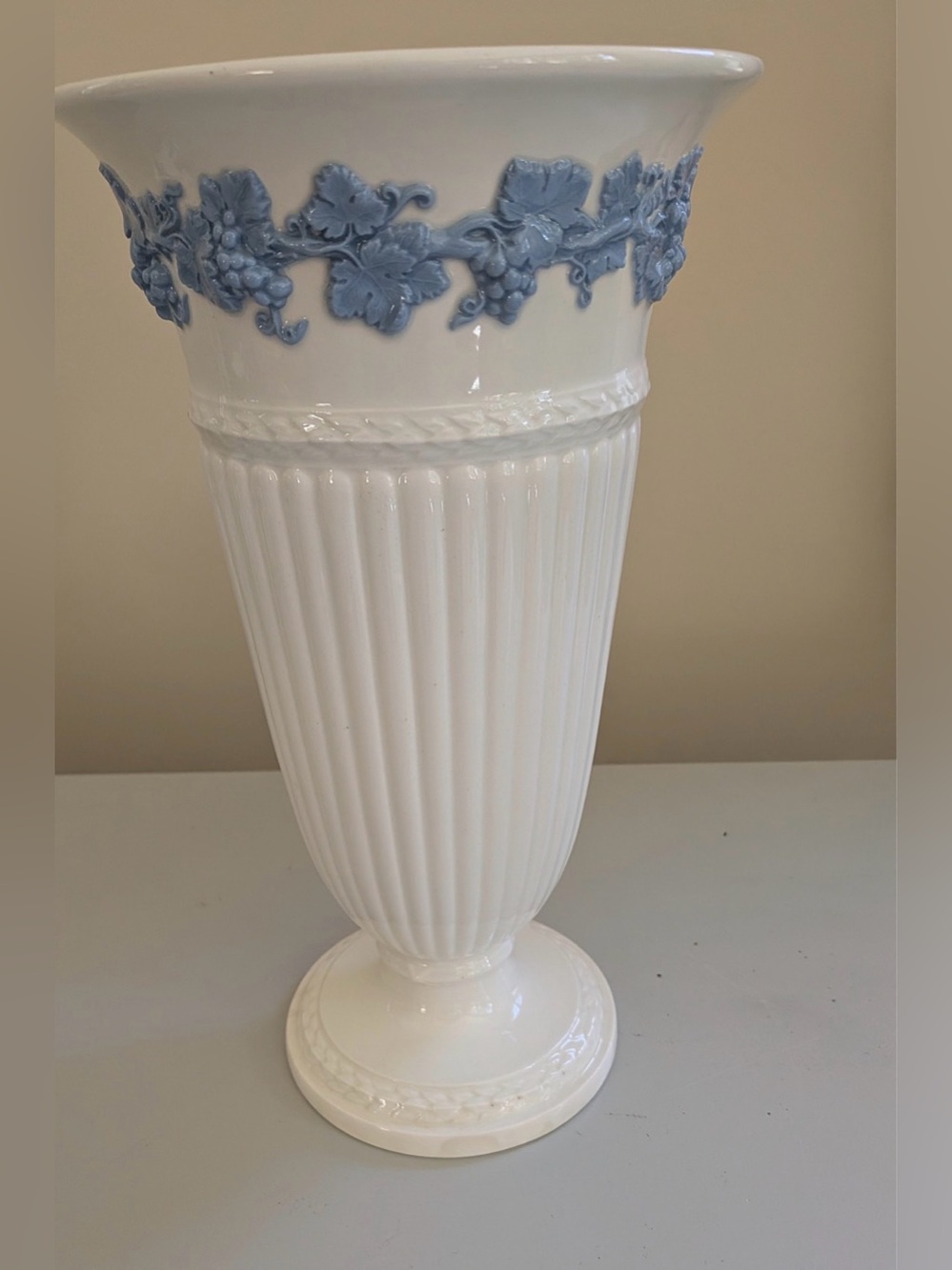 Vintage Wedgwood of Etruria & Barlaston Vase Embossed Queens Ware